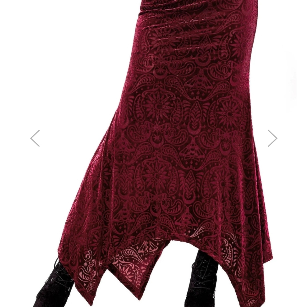 Killstar burnout red velvet skirt maxi